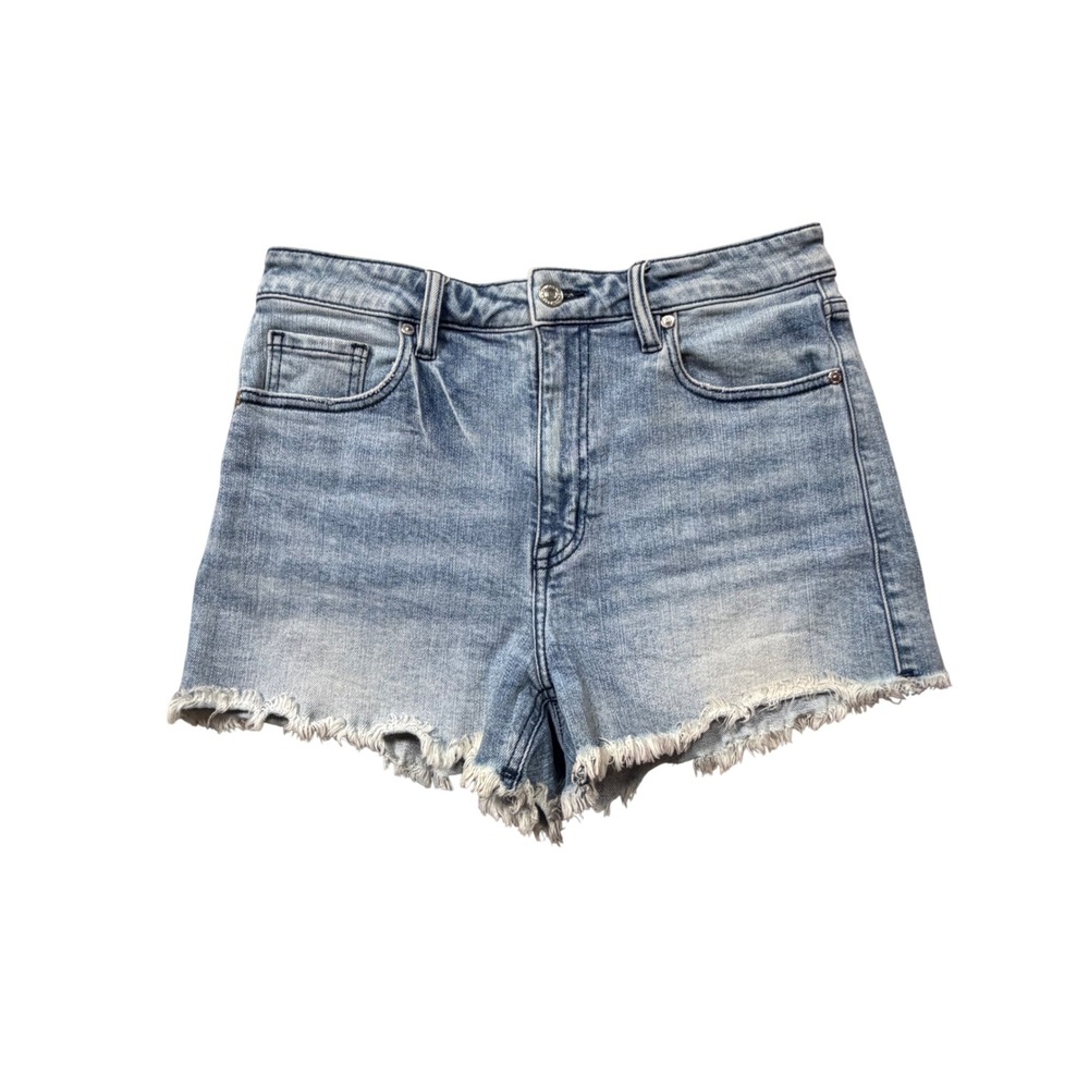 Eunina Lucy High Rise Cut Off Denim Shorts Light Wash Frayed‎ Hem Size Small